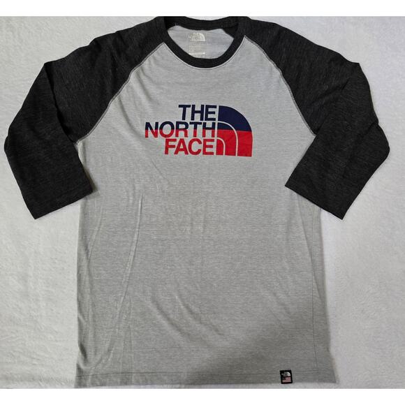 The North Face Size Small Baseball Shirt Standard Fit Gray/Black Ringer Tee - Picture 1 of 6